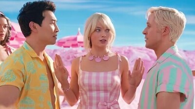 Margot Robbie and Ryan Gosling (right) in a still from Barbie. Margot Robbie and Ryan Gosling (right) in a still from Barbie.