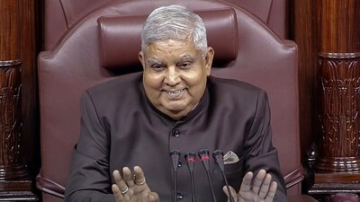 Rajya Sabha Chairman Jagdeep Dhankhar conducts proceedings of the house during the ongoing Monsoon Session of Parliament, in New Delhi on Tuesday. (ANI Photo/Sansad TV) (ANI)
