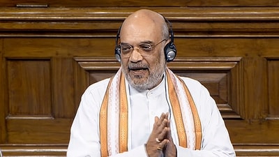 Union Home Minister Amit Shah spekas in the Lok Sabha during the Monsoon session of Parliament, in New Delhi, Tuesday, July 25, 2023. (PTI)
