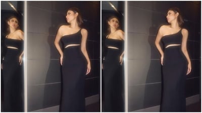 Mouni looked every bit gorgeous in the gown featuring one-shoulder details, cut-out detail at the waist and the gown cascading to bodycon patterns below the waist. (Instagram/@imouniroy) Mouni looked every bit gorgeous in the gown featuring one-shoulder details, cut-out detail at the waist and the gown cascading to bodycon patterns below the waist. (Instagram/@imouniroy)