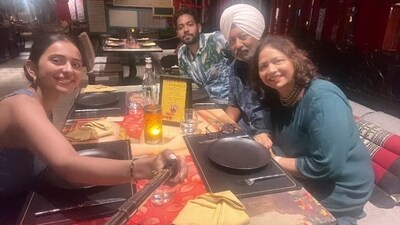 Rakul Preet Singh shared a family selfie from a restaurant along with pictures of the food on Instagram. She called her family members her “lifelines” in the caption. Rakul Preet Singh shared a family selfie from a restaurant along with pictures of the food on Instagram. She called her family members her “lifelines” in the caption. 