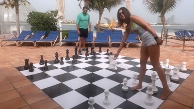Rakul Preet Singh tries her hands at a massive chess by the sea side. She was recently seen in the romantic thriller I Love You. Rakul Preet Singh tries her hands at a massive chess by the sea side. She was recently seen in the romantic thriller I Love You.