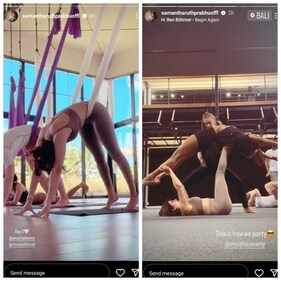 Samantha Ruth Prabhu on her Instagram Stories. Samantha Ruth Prabhu on her Instagram Stories.