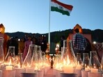 Candles lit at Kargil War Memorial in memory of the soldiers who laid down their lives during the 1999 Kargil War in Drass. (Hindustan Times)