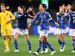 Japan's defender #04 Saki Kumagai (C) and teammates celebrate after winning against Costa Rica Japan's defender #04 Saki Kumagai (C) and teammates celebrate after winning against Costa Rica