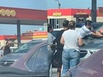 The incident happened in the parking lot of a gas station in Harlingen, Texas. The incident happened in the parking lot of a gas station in Harlingen, Texas.