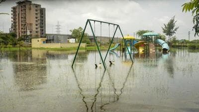 A waterlogged park after monsoon rains in Gurugram. (PTI) A waterlogged park after monsoon rains in Gurugram. (PTI)