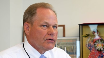 Anchorage, Alaska, Mayor Dave Bronson participates in an interview in his office at City Hall. (AP) Anchorage, Alaska, Mayor Dave Bronson participates in an interview in his office at City Hall. (AP)