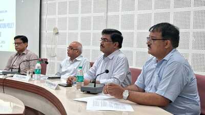BHU authorities addressing the media in Varanasi on Wednesday (HT Photo)