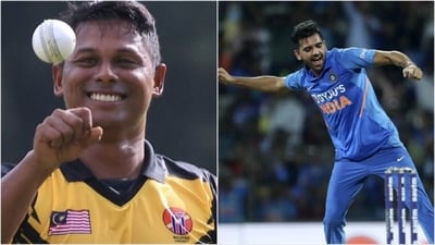 Malaysia's Syazrul Idrus (L) created a new T20I bowling record on Tuesday (ICC/File) Malaysia's Syazrul Idrus (L) created a new T20I bowling record on Tuesday (ICC/File)