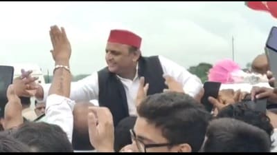 Samajwadi Party president Akhilesh Yadav in Meerut on Wednesday. (Sourced) Samajwadi Party president Akhilesh Yadav in Meerut on Wednesday. (Sourced)