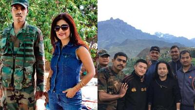 Shibani Kashyap and Kailash Kher share glimpses from their performances at Kargil. Shibani Kashyap and Kailash Kher share glimpses from their performances at Kargil.