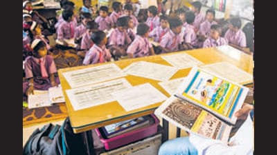 The teachers who will be regularised were working on contract in school education department since a decade. (HT File Photo ( Representational Photo) )