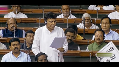 Union minister of state for Home affairs Nityanand Rai speaks in the Lok Sabha during the Monsoon session of Parliament in New Delhi on Wednesday. (PTI) Union minister of state for Home affairs Nityanand Rai speaks in the Lok Sabha during the Monsoon session of Parliament in New Delhi on Wednesday. (PTI)