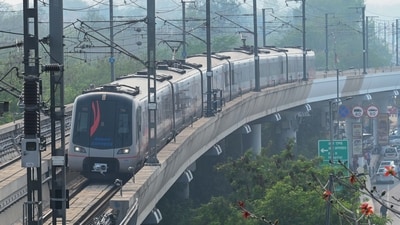 Airport Metro Train seen at Dhaula Kaun Metro line. (Photo by Vipin Kumar/ Hindustan Times) Airport Metro Train seen at Dhaula Kaun Metro line. (Photo by Vipin Kumar/ Hindustan Times)