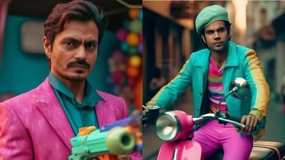 The image shows Nawazuddin Siddiqui and Rajkummar Rao dressed in pink. (Instagram/@ifp.world) The image shows Nawazuddin Siddiqui and Rajkummar Rao dressed in pink. (Instagram/@ifp.world)