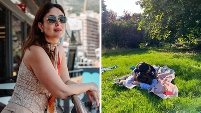 Kareena Kapoor shared a picture from a sunny afternoon nap time with Jeh. Kareena Kapoor shared a picture from a sunny afternoon nap time with Jeh.