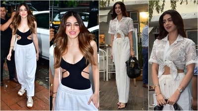 Khushi Kapoor and Alaya F were spotted in different parts of Mumbai on Wednesday, showcasing their incredible fashion sense and chic looks. (HT photo/Varinder Chawla ) Khushi Kapoor and Alaya F were spotted in different parts of Mumbai on Wednesday, showcasing their incredible fashion sense and chic looks. (HT photo/Varinder Chawla )