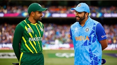 Babar Azam (L) with Rohit Sharma during the 2022 T20 World Cup (Getty) Babar Azam (L) with Rohit Sharma during the 2022 T20 World Cup (Getty)