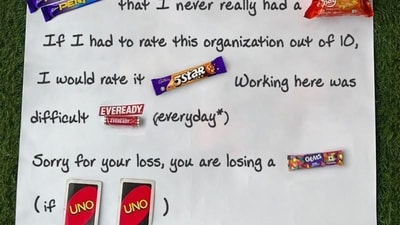 The image features the resignation letter shared by Swiggy Instamart on Twitter. (Twitter/@SwiggyInstamart) The image features the resignation letter shared by Swiggy Instamart on Twitter. (Twitter/@SwiggyInstamart)