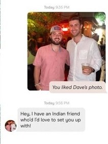 Rishi's conversation with Dave on Hinge. (TikTok via Daily Dot) Rishi's conversation with Dave on Hinge. (TikTok via Daily Dot)