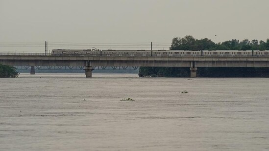 The Central Water Commission data shows the Yamuna water level was at 3pm was 205.35. (PTI) The Central Water Commission data shows the Yamuna water level was at 3pm was 205.35. (PTI)