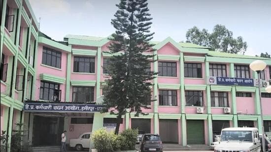 The Himachal Pradesh Staff Selection Commission office in Hamirpur. In February, the government entrusted the responsibility of completing the pending recruitment exams with the Shimla-based Himachal Pradesh Public Service Commission. (HT file photo)