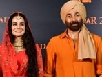 Sunny Deol with Ameesha Patel and others at the Gadar 2 trailer launch on Wednesday. (Pic: Varinder Chawla) Sunny Deol with Ameesha Patel and others at the Gadar 2 trailer launch on Wednesday. (Pic: Varinder Chawla)