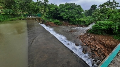 Chirag Joshi, a 19-year-old boy, drowned at the waterfall in Pankhanda village of Ghodbunder Road Sanjay Gandhi national park in Thane, in Mumbai. (Praful Gangurde / HT Photo) 