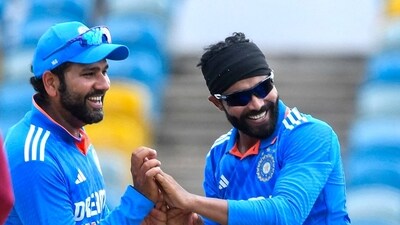 Ravindra Jadeja made a poor start but he ended up triggering the West Indies' collapse between the 16th and 23rd overs. He ended with figures of 3/37. (BCCI Twitter) Ravindra Jadeja made a poor start but he ended up triggering the West Indies' collapse between the 16th and 23rd overs. He ended with figures of 3/37. (BCCI Twitter)
