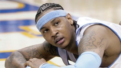 Denver Nuggets forward Carmelo Anthony looks up from the floor after getting called for a foul (AP) Denver Nuggets forward Carmelo Anthony looks up from the floor after getting called for a foul (AP)