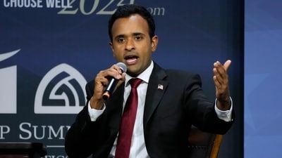 Republican presidential candidate businessman Vivek Ramaswamy speaks during the Family Leadership Summit. (AP)