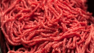 FILE - Ground beef is displayed for sale, April 1, 2017, at a market in Washington. Federal health officials said Tuesday, July 25, 2023, that ground beef contaminated with salmonella has sickened at least 16 people, including six hospitalized, in four Northeastern states. (AP Photo/J. Scott Applewhite, File) (AP) FILE - Ground beef is displayed for sale, April 1, 2017, at a market in Washington. Federal health officials said Tuesday, July 25, 2023, that ground beef contaminated with salmonella has sickened at least 16 people, including six hospitalized, in four Northeastern states. (AP Photo/J. Scott Applewhite, File) (AP)