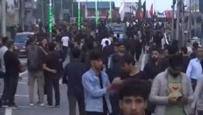 Shia mourners participating in Muharram procession in Srinagar (Screengrab courtesy ANI) Shia mourners participating in Muharram procession in Srinagar (Screengrab courtesy ANI)