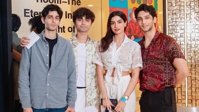 Budding actor Khushi Kapoor also attended Infinity Mirrored Room's opening at Nita Mukesh Ambani Cultural Centre in Mumbai. She wore a white crop top with a pair of white trousers. Khushi, who is the daughter of late actor Sridevi and film producer Boney Kapoor, was joined by her The Archies co-stars Yuvraj Menda and Vedang Raina. They will all be seen in the Netflix film that is set to be released this year. Budding actor Khushi Kapoor also attended Infinity Mirrored Room's opening at Nita Mukesh Ambani Cultural Centre in Mumbai. She wore a white crop top with a pair of white trousers. Khushi, who is the daughter of late actor Sridevi and film producer Boney Kapoor, was joined by her The Archies co-stars Yuvraj Menda and Vedang Raina. They will all be seen in the Netflix film that is set to be released this year. 