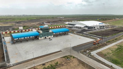 Newly-built Greenfield Airport ahead of its inauguration by Prime Minister Narendra Modi. (PTI) Newly-built Greenfield Airport ahead of its inauguration by Prime Minister Narendra Modi. (PTI)