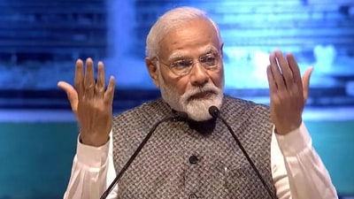 **EDS: SCREENSHOT VIA YOUTUBE PMO** New Delhi: Prime Minister Narendra Modi addresses at the inauguration of the redeveloped International Exhibition-cum-Convention Centre (IECC) complex at Pragati Maidan, in New Delhi, Wednesday, July 26, 2023. (PTI Photo)(PTI07_26_2023_000363A) (PTI) **EDS: SCREENSHOT VIA YOUTUBE PMO** New Delhi: Prime Minister Narendra Modi addresses at the inauguration of the redeveloped International Exhibition-cum-Convention Centre (IECC) complex at Pragati Maidan, in New Delhi, Wednesday, July 26, 2023. (PTI Photo)(PTI07_26_2023_000363A) (PTI)