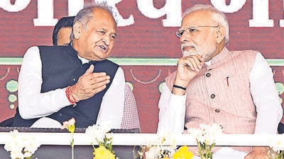 Prime Minister Narendra Modi and Rajasthan chief minister Ashok Gehlot . (ANI/File) Prime Minister Narendra Modi and Rajasthan chief minister Ashok Gehlot . (ANI/File)