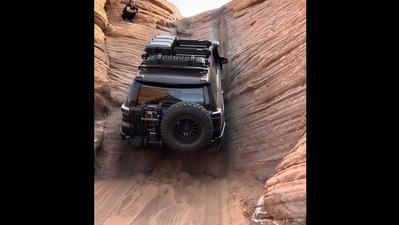 The image shows a car going up a steep incline. (Reddit/@IanAgate) The image shows a car going up a steep incline. (Reddit/@IanAgate)