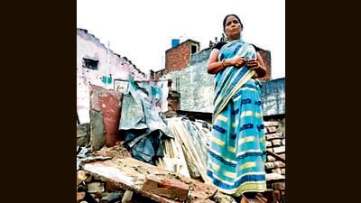 The remains of the collapsed house in Chotpur village . (HT Photo) The remains of the collapsed house in Chotpur village . (HT Photo)