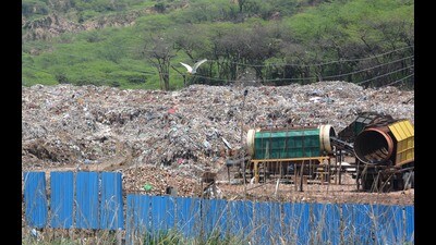 Two machines are being installed to treat the legacy waste in Sector 23, Panchkula, with the project set to be completed by March 2024. (Sant Arora/HT) Two machines are being installed to treat the legacy waste in Sector 23, Panchkula, with the project set to be completed by March 2024. (Sant Arora/HT)