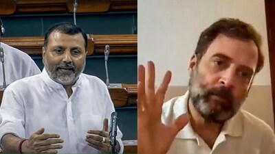 BJP MP Nishikant Dubey and Congress leader Rahul Gandhi. BJP MP Nishikant Dubey and Congress leader Rahul Gandhi.