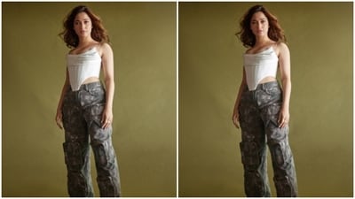Tamannaah wore her tresses open in wavy curls and decked up in nude eyeshadow, mascara-laden eyelashes, feathered eyebrows, contoured cheeks and a shade of nude lipstick. (Instagram/@tamannaahspeaks) Tamannaah wore her tresses open in wavy curls and decked up in nude eyeshadow, mascara-laden eyelashes, feathered eyebrows, contoured cheeks and a shade of nude lipstick. (Instagram/@tamannaahspeaks)