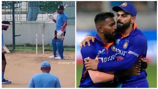 Kohli teased Pandya with an animated gesture in the nets (AP-Twitter)