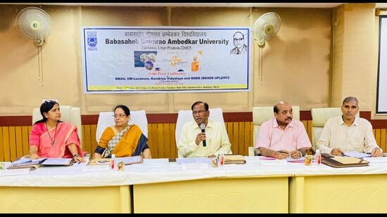 The conference was jointly organised by BBAU, IIM-Lucknow, Kendriya Vidyalaya, ministry of skill development and entrepreneurship, and Jawahar Navodaya Vidyalaya. (HT Photo)