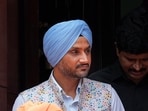 AAP MP Harbhajan Singh at Parliament House complex during the Monsoon session AAP MP Harbhajan Singh at Parliament House complex during the Monsoon session