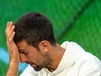Novak Djokovic reacts as he speaks during a press conference in the Media Theatre at the Broadcast Centre following his defeat against Carlos Alcaraz on the last day of Wimbledon Novak Djokovic reacts as he speaks during a press conference in the Media Theatre at the Broadcast Centre following his defeat against Carlos Alcaraz on the last day of Wimbledon
