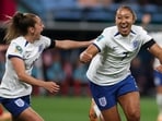 England's Lauren James, right, celebrates a first half goal with teammate England's Ella Toone during the Women's World Cup Group D match England's Lauren James, right, celebrates a first half goal with teammate England's Ella Toone during the Women's World Cup Group D match