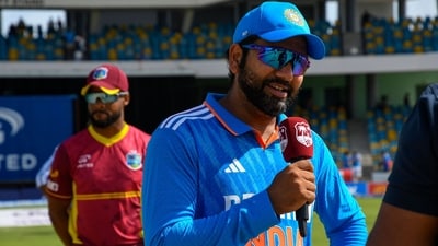 Rohit Sharma of India speaks during the toss (AFP) Rohit Sharma of India speaks during the toss (AFP)