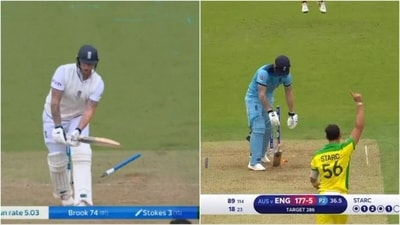 (L) Mitchell Starc dismissed Ben Stokes on 3 during Day 1 of the 5th Test; (R) the dismissal in the World Cup 2019 (Twitter) (L) Mitchell Starc dismissed Ben Stokes on 3 during Day 1 of the 5th Test; (R) the dismissal in the World Cup 2019 (Twitter)